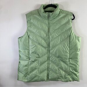 Eddie Bauer Premium Goose Down Green Quilted Vest Sz XXL
